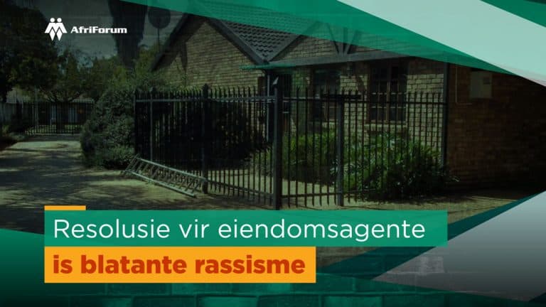 Raad vir Eiendomsagente se voorgestelde resolusie is blatante rassisme