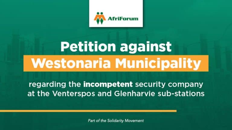 Petition against Westonaria Municipality regarding the incompetent security company at Venterspos and Glenharvie sub-stations