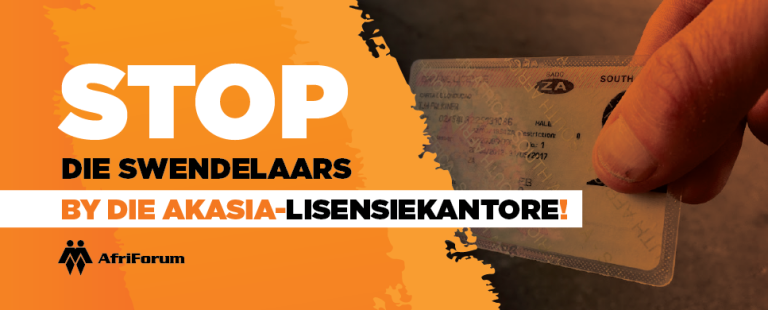 Stop die swendelaars by die Akasia-lisensiekantore!